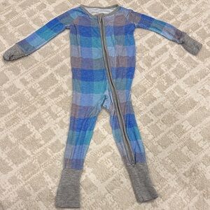 Little Sleepies Blue and Gray Plaid Footie